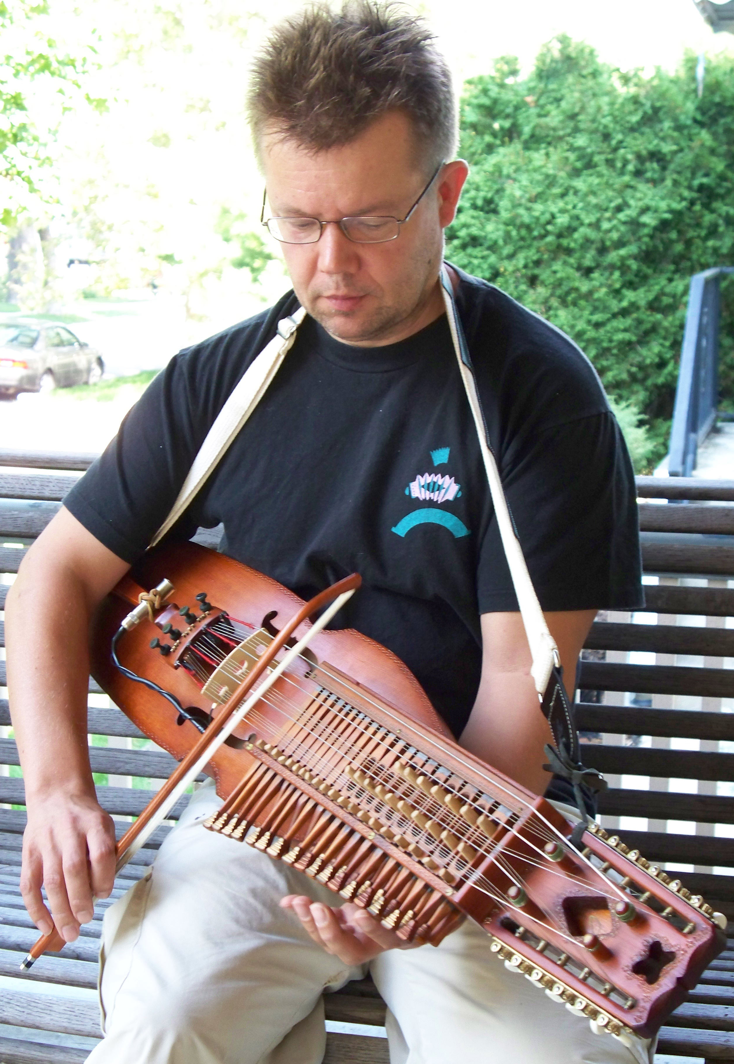 Arto Jarvela with nyckelharpa