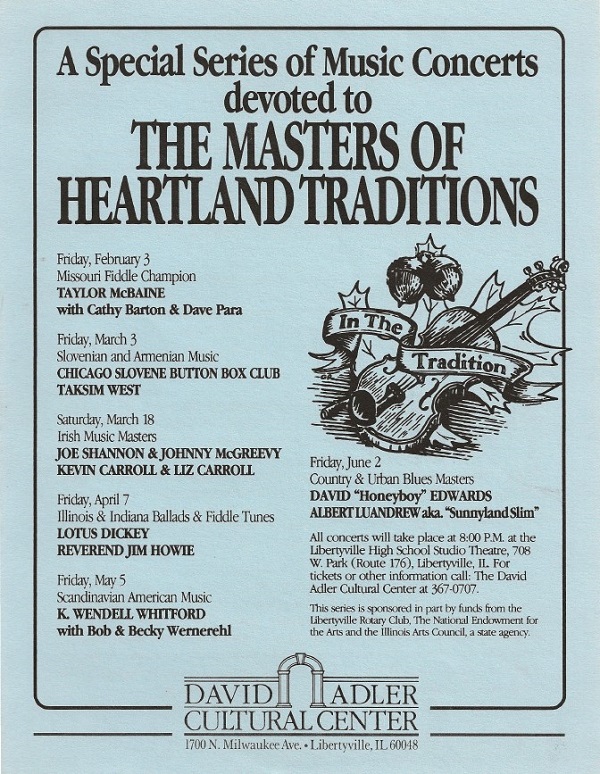 In The Tradition flyer-Adler House-1989