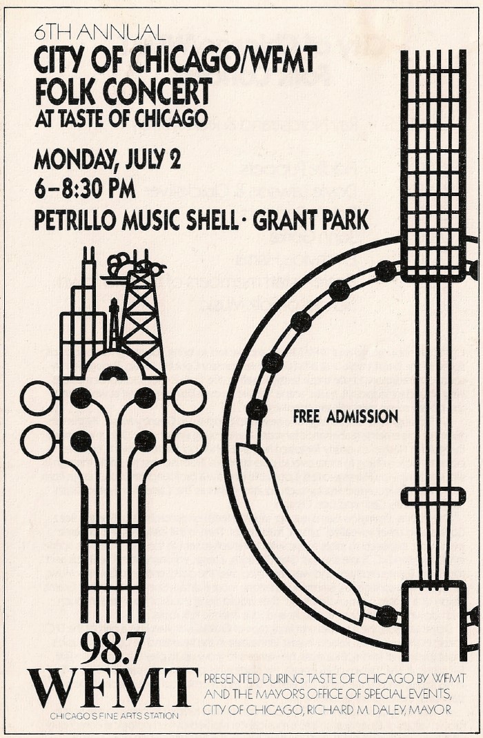 1992 WFMT Folk Concert at Taste of Chicago program