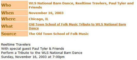 Tribute to the WLS National Barn Dance published online at Hillbilly-Music.com